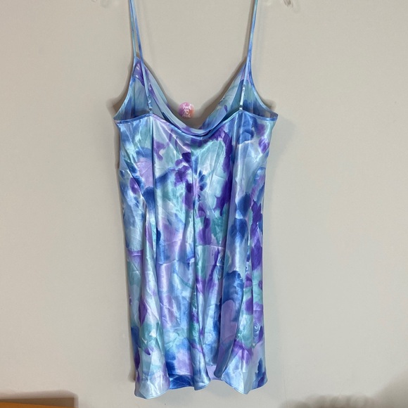 California Dynasty Vibrant Blue and Purple Tie-Dye Mini slip Dress - Picture 2 of 3